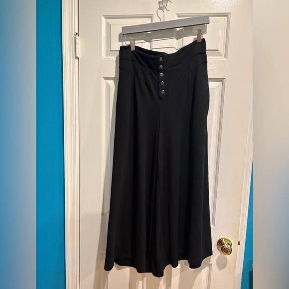 Anthropologie Ett Twa cropped wide leg jersey pants size S black - Picture 1 of 6